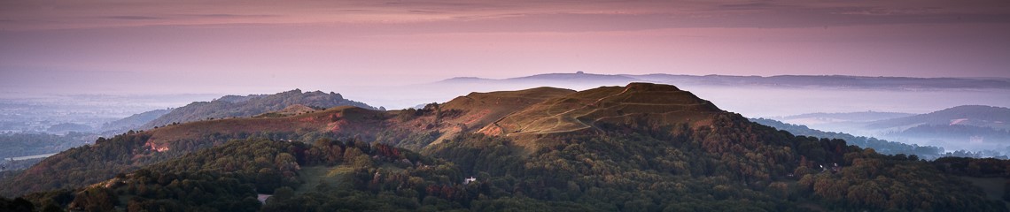 A misty morning over The Malvern Hills